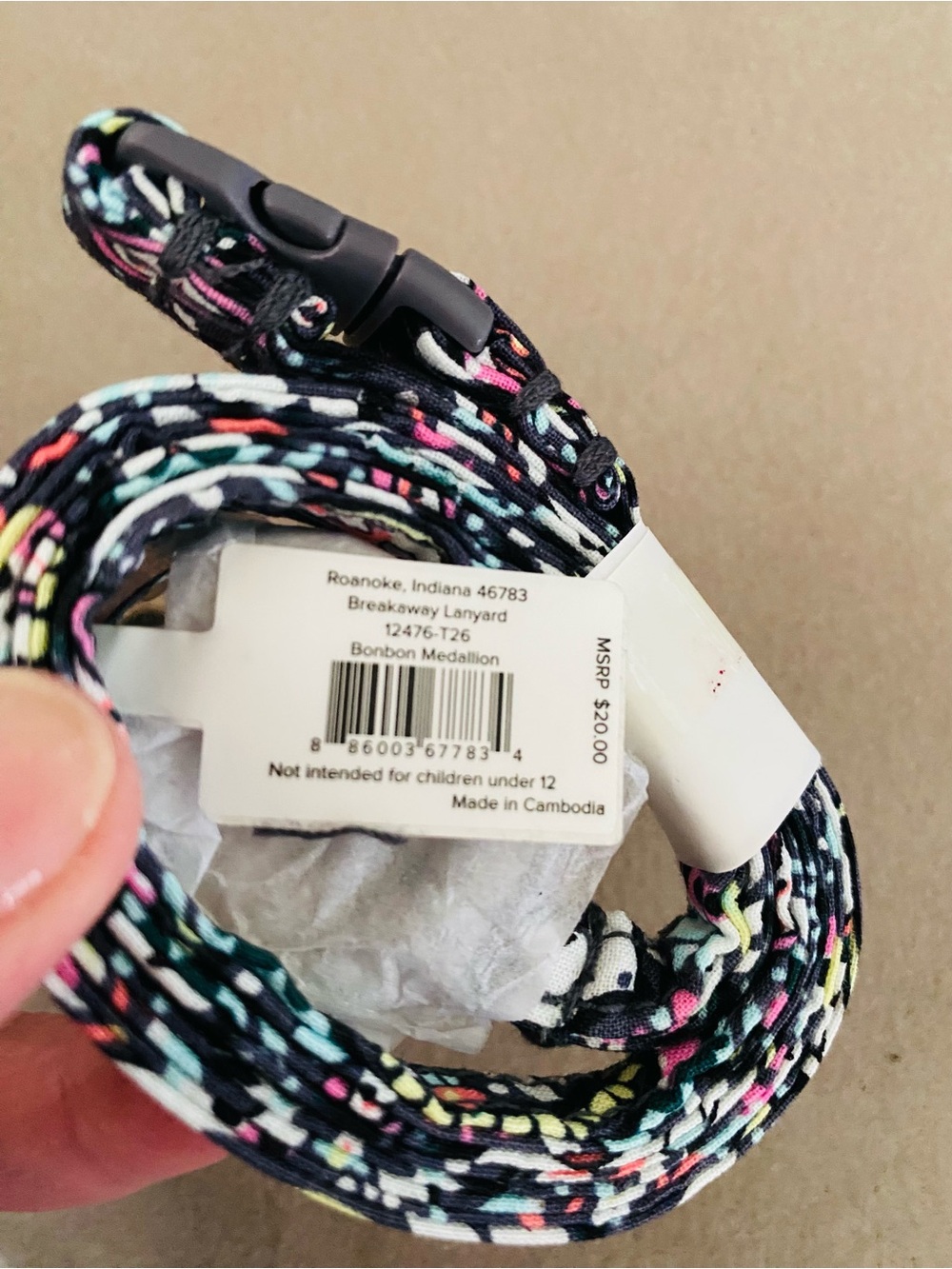 Vera Bradley Iconic Breakaway Lanyard NWT “Bonbon Medallion”
